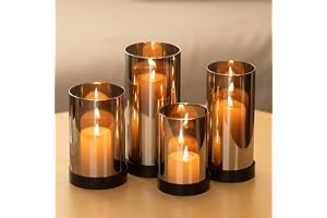 Hewory Set om 4 st. Glaslykta Svart Dekor för Vardagsrum Modern Ø 8&9 cm