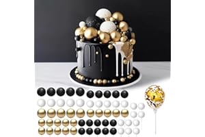 BOSILLSM Happy Birthday Tortendeko,3 Farben Kuchen Deko, Tortendeko Kugeln,Cake Topper Geburtstag,Torten Deko,Happy Birthday Cake Topper mit Sternen Liebe Konfetti-Luftballons（Gold）