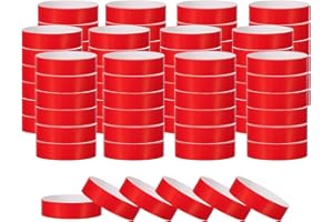 PATIKIL Braccialetti Carta per Eventi, 500Pz Braccialetti Festa Neon, Braccialetti Impermeabili Colorati Identificazione Concerti, Braccialetti Polso per Ingresso Bar Rosso