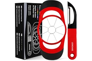 LEMCASE Coupe Pomme, Eplucher Pomme (2 Pièces) - Trancheuse Diviseur De Pommes - Coupe-fruits avec Poignée Silicone, Cadeau de Noël| Rouge