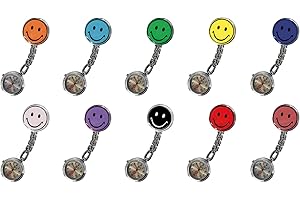 Tiga-Med Smiley Schwesternuhr 10er Set (10 Stück) | mit stabilem Clip | mit Batterieschutz | Fluoreszierende Zeiger | Schwesternuhren Krankenschwesteruhr