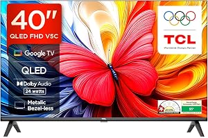 TCL 101 cms (40 inches) Smartchoice Full HD Smart QLED Google TV | Dolby Audio 24 watts | Ai Clarity | Metallic Bezel-Less | Multiple Viewing Mode | 40V5C