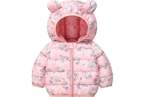Baby vinterkappa med huva, barnjacka, långärmad lätt jacka 6 månader – 6 år, Blassrosa, 3-4 Jahre