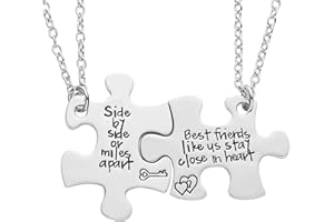 Melix Home Side by Side Best Friends Close in Heart Necklace Set/Keyring Set