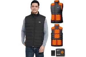 Hecusma Heated Gilet for Men with Power Bank 16000mAh 7.4V, Heated Vest Men with 9 Heating Zones Electric Lightweight for Hunting Skiing