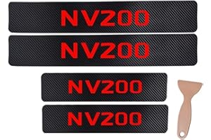 JYMLOV 4 Piezas Fibra de Carbono Coche Barra Umbral Puerta Adhesivos para NIS-San NV200, Protector de Alféizar de la Puerta del Coche Accesorio de Decoración,Red