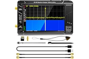 AURSINC 2025 HW V0.4.6 TinySA Ultra+ ZS406 Spektrumanalysator, 100 kHz-5,4 GHz 4,0-Zoll Handheld Frequenzanalysator mit 32 GB Karte, 2-in-1-Signalgenerator MF/HF/VHF UHF-Eingang