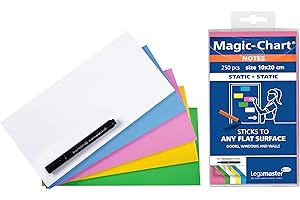 Legamaster 7-159494 Magic-Chart Notes Foglietti elettrostatici riposizionabili, 10 x 20 cm, Colori assortiti (conf. 250 fogli)