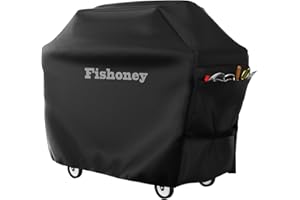 Fishoney Copertura Barbecue, Telo Copri Barbecue da Esterno, 210D Oxford Antivento/UV/Impermeabile/Resistente (145x61x117cm)
