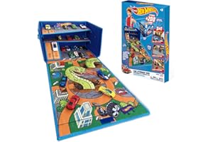 Hot Wheels Cars Case Garage Box Playmat - 3-IN-1 Collapsible Car Toys Storage Box with Speed Roads I Toy Car Storage (Cars Not Included)