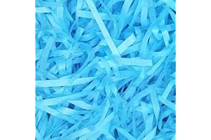 IRTAZAZ DEALS (200 Grams) Hamper Stuffing Filler Shredded Tissue Paper Ideal For Gift Boxes Easter Baskets Packaging Filler Decorative Shreds Raffia Paper Party Supplies Accessories Egg Basket. (sky blue)