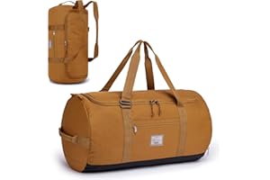 Lyweem Travel Duffel Bag for Men, 60L Large Sports Duffle Bag Backpack for Women Weekender Overnight Holdall Bags with Shoes Compartment Multifunctional Gym Bags, Brown