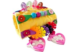 Heyshapeing Fidget Blanket for Adult Dementia Products for ElderlyAlzheimers Dementia Activities for Seniors Fidget Wrist Cuff Sensory Bracelet Toy for Seniors Dementia Gifts （Red) (Yellow)