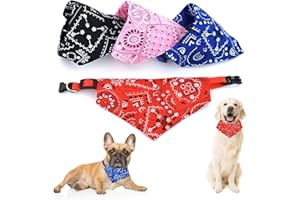 JIANYH 4 Pcs Dog Bandanas for Small Dogs, Dog Bandana Collar Boho Dog Scarfs, Washable and Adjustable Kerchief Set for Dogs Cats Pets Outdoor Daily Use