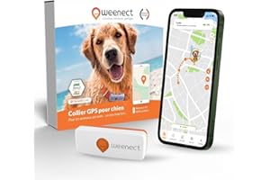 Weenect Chien XS - Mini Traceur GPS pour Chien | Suivi en Temps réel | Etanche | Plus Petit modèle du marché | Fonctionne avec abonnement | Garantie à Vie