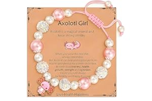 Onperpoe Axolotl Bracelet with Positive Affirmation Card, Charm Axolotl Gifts Cute Bracelets for Girls Daughter Granddaughter Niece Birthday Christmas Graduation
