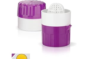 ‎BÖRNER Börner Saftpresse • Zitruspresse für frische Obst- & Gemüsesäfte • Entsafter mit Saftbehälter • Orangenpresse & Zitronenpresse manuell • Handpresse • Fruchtpresse • Farbe: Violett