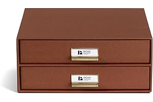 BIGSO BIRGER Schubladenbox – Aufbewahrungsbox mit 2 Schubladen – Schreibtisch Ablage für Dokumente & Bürobedarf – Ablagesystem aus recycelter Faserplatte und Papier – rosa