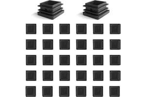 YouU 25x25mm Square Plastic Plug Black Furniture Chair Leg Foot Cover Cap Tubing Inserts End Cap Black 30 Pcs