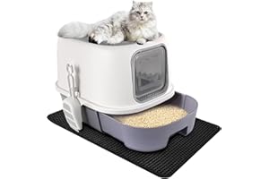 CALIYO Katzenklo Katzen, Anti-Geruch Doppeltürige Katzentoilette mit Deckel, Katzenklo Groß mit Schublade, Katzenklo Geschlos