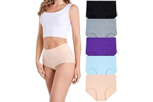 HAVVIS Women's High Waist Knickers Ladies Cotton Briefs Underwear Full Back Coverage Panties Plus Size Multipack