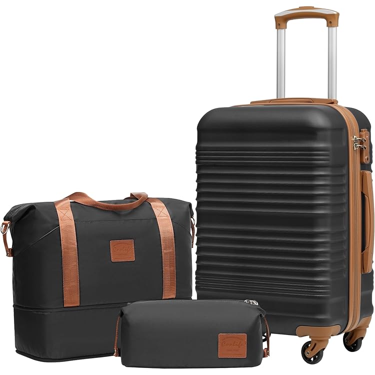 Joyway Koffer trolley reiskoffer van ABS hardshell trolley met bekerhouder en 4 wielen TSA-slot, zwart, 56cm Handgepäck