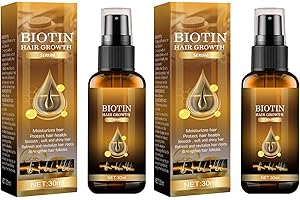 UTAPOSSIN 2 Pièces Serum Cheveux, Sérum de Croissance des Cheveux Avec Biotine, Traitement de Perte de Cheveux, Huile Pousse Cheveux pour Hommes et Femmes, Pour Accélérer la Croissance des Cheveux