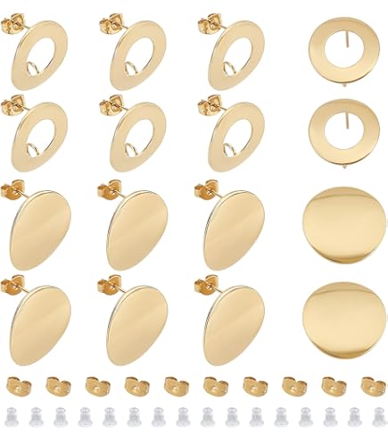 Beebeecraft 1 Boîte De 20 Boucles D'oreilles Demi Créoles Plaquées Or