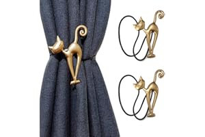 GENERIC 2 Pezzi Vintage Gatto Magnetico fermatenda Clip Holdback Finestra Tenda Decorativa casa Ufficio Decorativo