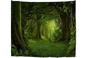 A.Monamour Tapisseries Tropicale Vert Profond Jungles Forêt Arbres Nature Paysage Paysages Photographie Image Imprimer Tissu Tenture Murale Tapisserie Mur Art Décors Pour La Maison Collège Dortoirs