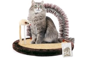 Happi N Pets Original Large Size Cat Arch Self Groomer Massager, Cat Grooming Brush With Sturdy Cat Scratching Pad And Catnip Toy, Cat Face Scratchers, Cat Scrathers For Indoor Cats, Cat Rubbing Post