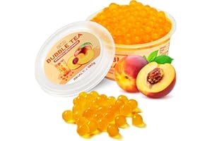 ‎HE-JU He-Ju Bubble Tea Perlen PFIRSICH 490 GRAMM vegan, glutenfrei, gelatinefrei, Boba Fruchtperlen Peach