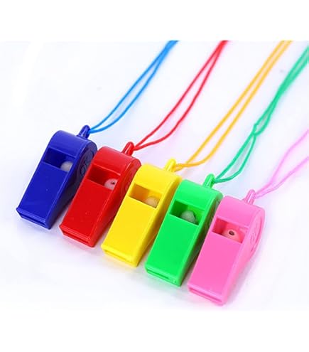 Fischietti Plastici Colorati Con Cordino - 10 Pezzi Per Sport, Allenamenti, Addestramento Cani - Foto 6