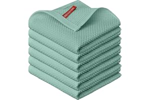 Artoid Mode Wafel jasnozielony 100% bawełna, miękkie ściereczki kuchenne, zestaw 6 ściereczek do naczyń, 30 x 30 cm, nadaje się do prania, chłonne ściereczki do mycia naczyń do czyszczenia kuchni