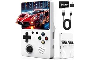 Ertisa Retro Handheld Spielkonsole mit 20.000+ Spielen, 3,5 Zoll IPS Bildschirm Tragbare Retro Konsole 3000-mAh-Akku 64GB Videospielkonsole, Unterstützt 30+ Emulatoren/Linux-System Mini Taschen Arcade