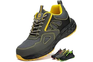 ISOOUS Zapatos de Seguridad para Hombre Mujer Zapatillas Trabajo Puntera de Plástico Ligero Calzado de Seguridad Comodo Transpirables