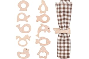 WEBEEDY 10 Pcs Ronds de Serviette en Bois Faits à la Main Animal Marin Anneau de Serviette Table Dîner Décor Faveur pour Mariages Fêtes Réglage de la Table Centre de Table Décor