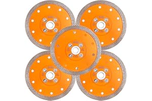 BGTEC 5 pezzi Disco da taglio con lama diamantata turbo da 125 mm X Mesh con flangia M14 per piastrelle in ceramica e marmo