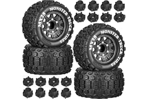 RCTHJIA MX28 2.8" Tire and Wheels Pre-Glued All-Terrain MT Tires with 12mm/14mm Hexes - 1/10 Scale RC Car Truck Tires for ARRMA Big Rock, Granite, Senton, Vorteks, Traxxas Slash, Stampede Rustler, Hoss