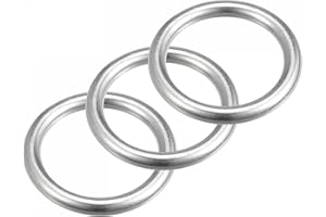 sourcing map 316 Inoxidable Acero Redondo Anillo Soldado Junta Tórica 35mm(1.38") ID 6mm Grosor 3uds