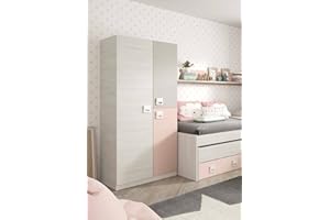 Dmora Armadio Guardaroba per cameretta, 2 Ante, Rosa-cm. 90 x 200 x 52, Unico