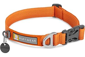 RUFFWEAR Front Range Dog Collar, Strong Tubelok Webbing, Aluminium Lead Attachment Ring & Side-Release Buckle, Bright Everyday Stylish & Durable Neck Wear Accessory, Campfire Orange (Medium, 36-51 cm)