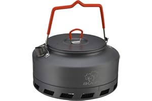 Bulin Kettle Camping Outdoor Cooking Equipment Lightweight Foldable Kettle Collects Warming Ring Design, Durable Aluminium Pan Coffee Pot Teapot Carry Bag (1.6 L)