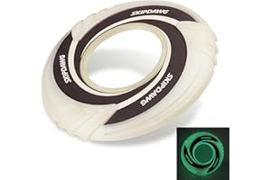 PETGEEK SkipdAWG Glow Flyer - Giocattoli interattivi per cani, galleggianti in acqua e sicuri sui denti, giocattoli da spiaggia per giochi ed esercizi all'aperto