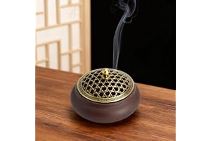 Keramiskt rökelsekärl vintage rökelsebrännare med lock och brandsäker matta, trebent keramisk rökelseskål för meditation, yog