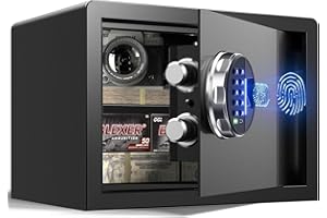 Grimtron Smart Biometric Safe - (14 litres) Fingerprint Lock Box with Silent Mode, Backlit Keypad and LED Light, Small Caja Fuerte with Anti-Rust and Anti-Theft