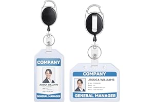 Teskyer 2 Piezas Porta Tarjetas Identificativas con Llavero Retractil, Porta Tarjetas Identificativas Plastico, Plástico Extra Grueso, Suave, Resistente, Claro