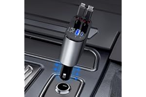 Kwak's Wysuwana ładowarka samochodowa, 100 W USB C, szybkie ładowanie telefonu z podwójnym portem do samochodu, kompatybilna z iPhone 15/15 Pro Max/14 Pro Max/13/12/11 (TIPE-C+Apple)