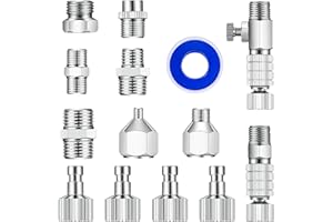 ABEST Set di adattatori per aerografo multi-dimensione 14 pezzi, accoppiatori di disconnessione a sgancio rapido aerografo, kit adattatore aerografo per compressore d'aria, tubo aerografo