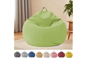 YushengTai Puff Salon Adulto, Puff Gamer XL, Bean Bag con Asa, Solo Funda (Sin Relleno), 100 x 120 cm, para Dormitorio, Oficina, Salón, Terraza